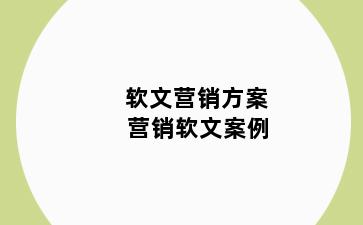 软文营销方案 营销软文案例